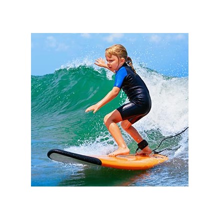 A children's group surfing lesson Image